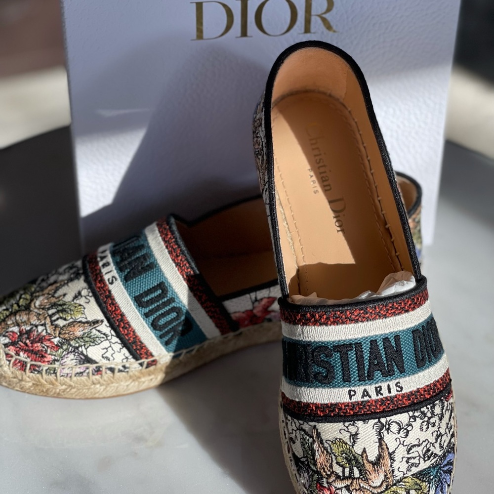 Dior floral Granville Espadrilles flats sneakers shoes new in box and dust bag - Picture 3 of 7